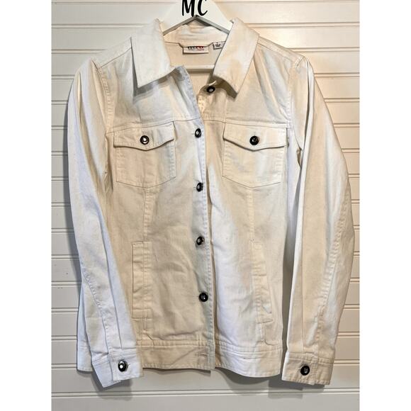 White Denim Jacket with Rhinestone Jacket Size S - Picture 2 of 11